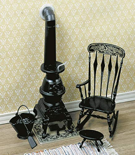 Melody Jane Chrysnbon Dolls House Pot Belly Stove Rocker & Accessories Kit Model Kit F-260