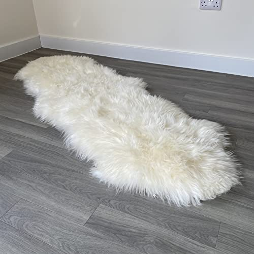 Genuine Double Natural Sheepskin Rug with Extra Thick Wool (190cm x 65cm)