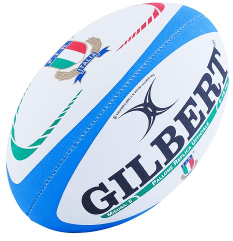 Gilbert, Palla da Rugby dell’Italia, Unisex, Replica, Multicolore, Taglia 5