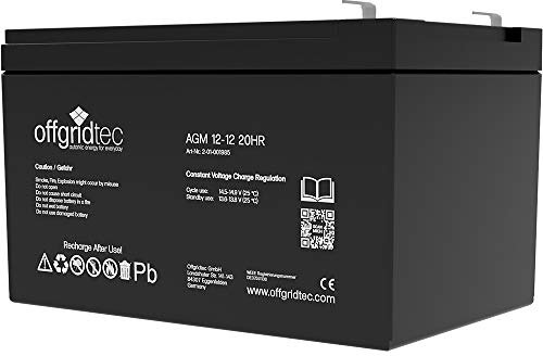 Offgridtec® 12Ah 12V Bleiakku AGM Zyklenfest USV Ersatz VRLA
