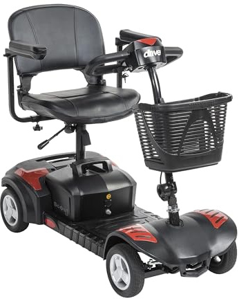 Drive Medical Spitfire Scout 4-Wheel Power Luxury Travel Scooter with Extended 15 Mile Range Battery, Red/Blue