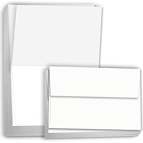 Hamilco White Cardstock Paper with Scored Fold – 5 x 7, 80 lb Cover, Blank Folded Greeting & Invitation Cards with Envelopes, 100 Pack