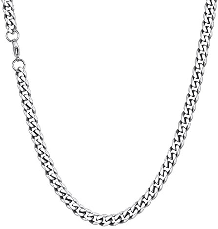 U7 kurze Kette 36+5cm glänzend Panzerkette Choker Halskette 316L Edelstahl 6mm kubanische Gliederkette verstellbar Damen Mädchen Collier schlichte Modeschmuck Accessoire für Party