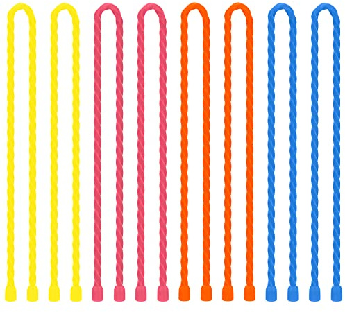 Dreamxiang 8Pcs 12-inch Silicone Cable Ties Reusable Steel-Core Silicone Twist Ties Colorful Cable Tie Straps for Bundling and Organizing Bendable Holder Strap for Indoor and Out All Purpose, 4 Colors