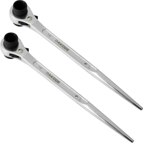 DAKCOS Juego de 2 Llaves de Carraca para Andamio, llave erectada de acero, 19/22 mm