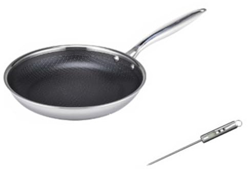Livington Titan Pan - Antihaft Pfanne 20 cm inkl. Thermometer - Backofenfest - für alle Herdarten - rostfreier Edelstahl - Bratpfanne mit Diamantpartikel