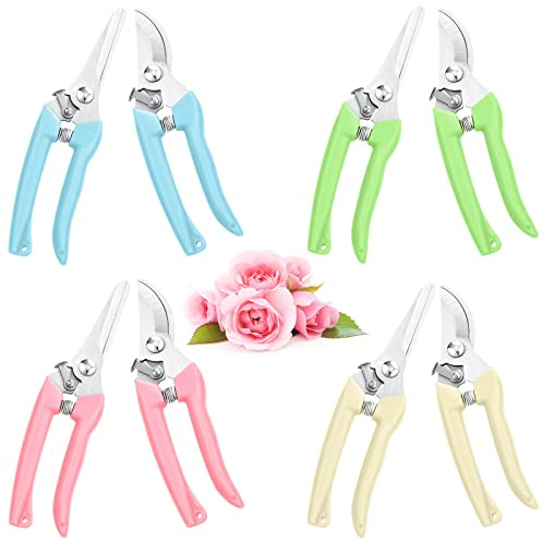 Jutom 8 Pcs Garden Shears Pruning Scissors Clippers Sharp Hand Pruners for Gardening Tools Cutting Flowers Trimming Plants Bonsai Fruits Picking, 4 Bypass Blade and 4 Straight Blade