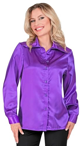 W WIDMANN MILANO Party Fashion - Chemisier en Satin pour Femmes, Chemise pour Femmes pour soirée à thème années 70, Disco Fever, Carnaval