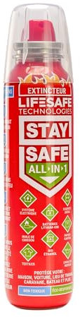 Extincteur StaySafe All-in-1 | pour la Maison, Voiture, Travail, Camping, Caravane, Bateau | Éteint Tout Les Types de Feux en Quelques Secondes
