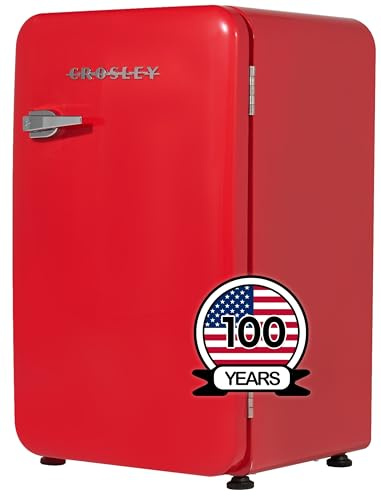 Crosley Retro Mini Fridge 3.2 CuFt Red Hot Red w/o Freezer, Compact Refrigerator for Bedroom, Garage, Office Under Desk, Undercounter, Apartment, School Dorm Fridge, Aesthetic, Small & Cute Appliances