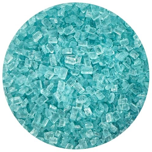 decorate! - Sparkling Sugar - Turquoise Cake Topper Sprinkles - 500g Edible Sugar Crystal Cupcake Decorations - Party Sprinkles, For Mermaid, Bluey and Stitch Themed Cakes and Bakes