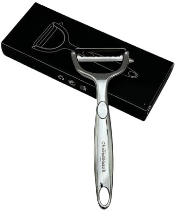 OhanaBeach®Pelatore in acciaio inox. Materiale spesso e lama seghettata per una migliore presa e una facile sbucciatura.pelapatate professionale.pela patate e verdure.pela carote professionale