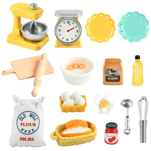 Mini Accesorios de Cocina, Accesorios de Cocina Miniatura, Accesorios para Hornear Casas de Muñecas, 1/12 Cocina en Miniatura Set, Cocina en Miniatura, DIY Accesorios Miniatura Juguetes