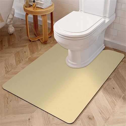 Highdi Alfombra Inodoro en Forma de U,Color Sólido Alfombrilla Inodoro Diatomita Absorbente Secado Rápido Alfombrilla WC Antideslizante Alfombrillas de Baño Alfombrilla de Baño (55x60cm,Beige)
