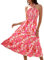 HomRain Robe d'été pour femme, dos nu, dos nu, robe de cocktail, de mariage, de plage, longue robe florale bohème pour printemps 2025, Fleur rouge et rose, Taille L