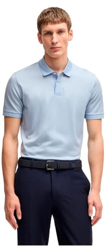 BOSS Herren H-Parlay 432 Fein gemustertes Poloshirt aus merzerisierter Baumwolle Hellblau M