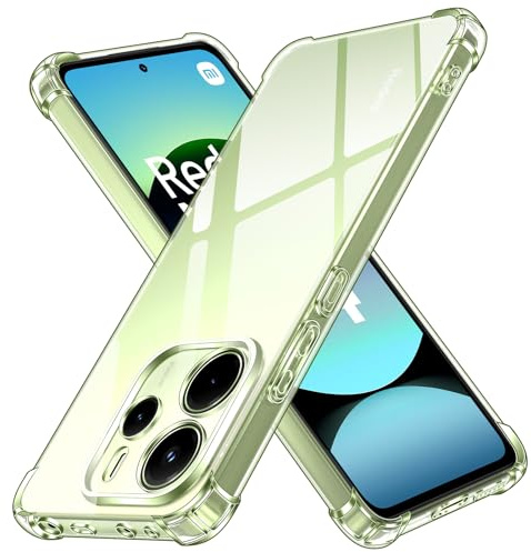 iVoler Fodral för Xiaomi Redmi Note 14 4G (inte för Xiaomi Redmi Note 14 5G), transparent stötsäkert skyddshölje med hörnkudde, stötdämpare, mjukt TPU silikonfodral, tunt stötsäkert fodral