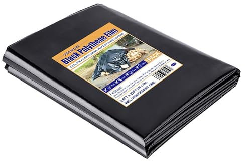 PROMORE 2 x 10M Black Plastic Sheeting Heavy Duty,1850G Thick Polythene Sheeting Garden Grow Horticultural,Damp Dustproof Sheet Waterproof Outdoor Cover,Membrane for Building Industrial Protection