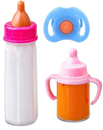 1 piccola bottiglia da 9,3 cm, per bambole, bottigliette magiche che scompaiono, set di giocattoli per bambole con ciuccio