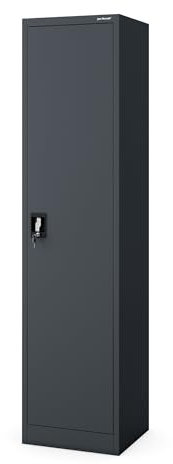 Jan Nowak Aktenschrank Büroschrank Metallschrank Lagerschrank 4 Fachböden Flügeltür Drehgriff Pulverbeschichtung Metall 185 cm x 45 cm x 40 cm (Anthrazit)