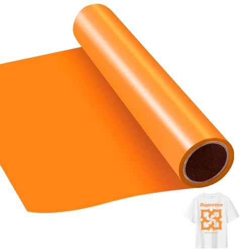 EUBSWA Plotterfolie vinylfolie, värmeöverföringsflexfolie med plotter verktyg för järn varm press, t-shirts och fler tyger (orangegul – 30,5 x 506 cm)