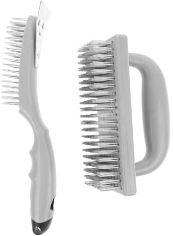 DECOMELODY 2piezas Cepillo De Limpieza para Barbacoa De Acero Inoxidable con Mango Resistente Multifuncción para Parrillas Cerdas Duraderas para Cepillar Ranuras y Juntas De y Portátil