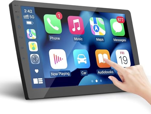 Haudio Radio de Coche 2 Din con CarPlay y Android Auto, Pantalla IPS de 10,1 Pulgadas con 25 Juegos UI, Estéreo Coche con Trasera Cámara, Mirror Link,Control Voz, SW/FM/AM/RDS 4+64G(Actualización CPU)