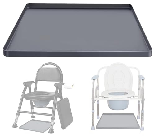 Bedside Commode Mat,Silicone Under Commode Chair Mat with Raised Edge,Non-Slip Recycle Commode Toilet Pad,Quick Dry Waterproof Floor Protector Potty Chair Pad,Bathroom Potty Training Mats,50*60cm,Grey