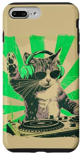 Custodia per iPhone 7 Plus/8 Plus DJ Cat Disco Funny Sound Tech Headphone Techno Music