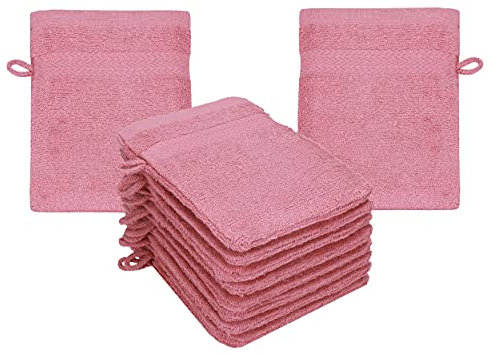 Betz Premium Waschandschuhe 10-teilig - Frottee Waschlappen Gesicht reinigen - aus 100% Baumwolle - Babywaschhandschuh - Altrosa
