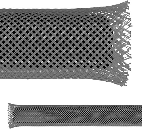 Electriduct 1/4 PET Expandable Braid Sleeving Flexible Wire Mesh Sleeve - 10 Feet - Gray