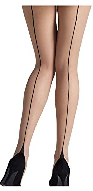 Mytoptrendz® - Women's Back Seamed Sheer Tights (Nude with black seam and Heel -Medium