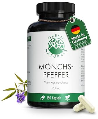 Mönchspfeffer - Hochdosiert: 5:1 Extrakt (20mg = 100mg Premium Mönchspfeffer je Kapseln) - 6 Monatsvorrat (180 Kapseln) - Green Naturals®
