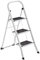 LOLAhome Escalera de 3 Peldaños, Escalera Plegable Antideslizante, Asa Superior, Sistema de Seguridad, Peldaños y Tapas Antideslizantes, Capacidad 150 kg, Blanca de Acero de 105x71x46 cm