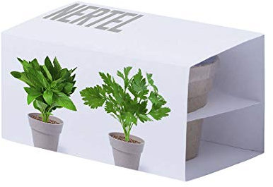 DISOK Lote de 50 macetas nertel. Set de 2 macetas con semillas de menta y perejil en macetero de línea nature. Con bolsita de sustrato de crecimiento.