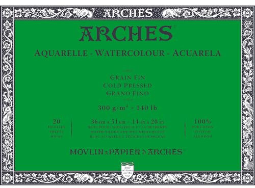 ARCHES Bloc Enc 4L 36x51 20H Aquarelle 100% fein 300g weiß