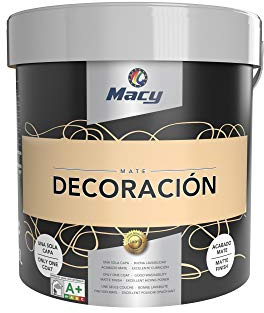 Macy Pintura Plástica Mate Decoración Interiores Excelente Cubrición, Acabado Perfecto. Color Vainilla. 15 Litros