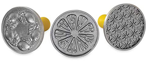 Nordic Ware 01265 Cookie Cast Aluminium Baking Supplies, Decorated Biscuits with Citrus Pattern, High-Quality Stamps Made in The USA, Colour: Silver, Gray