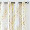 FMFUNCTEX Weiß Gold Voile Vorhänge Transparente Metallic Zweige Muster Gardinen für Wohnzimmer Leinenoptik Vorhang Halbtransparente Modern Ösenschals für Schlafzimmer 2er Set, 245 x 127 cm (H x B)