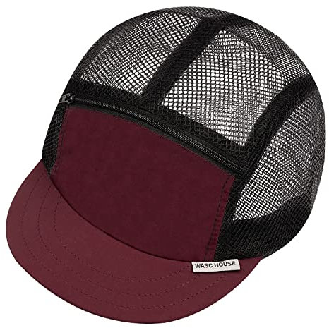 Clape 5 Panel Short Brim Baseball Cap Sommer Mesh Basecap Verstellbar Outdoor Cap Unstructured Trucker Hat Flat Peak Snapback Cap,Red