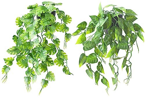 DAGORD - Planta artificial con maceta (40 cm, 42 cm, planta falsa suspendida en maceta, planta artificial caída, exterior, interior, decoración para cocina, jardín, oficina, pasillo