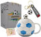 Sycle Circle Jolie tasse de football Kawaii en céramique avec couvercle et cuillère pour café, thé, lait – Tasse en relief – Cadeau fantaisie pour les fans de football, enfants, adultes – Bleu