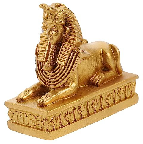ULDIGI Amphore Décoration 3 Pièces Décorations D'aquarium Ornement De Poisson Sphinx Faux Modèle De Sphinx Figurines De Égyptien Décor De Maison D'aquarium Ornement en Forme De Sphinx Golden Résine