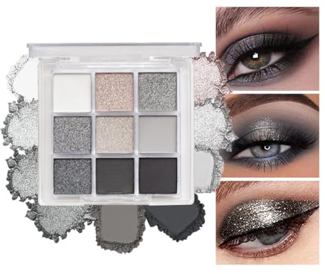 9 Colours Eyeshadow Palette, Eye Shadow Palette with Matte & Shimmer Blendable Shades Make-Up Palettes Set for Day &Night Eye Make-Up, Long-Lasting Waterproof Eye Shadow Pallets for (Black)