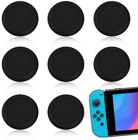 8 Pcs Replacement Joystick Covers for Nintendo Switch OLED Thumb Caps Grips Analog Thumbstick Replacement Caps for Nintendo Switch & Switch Lite Comfortable Joystick Covers for Gaming (black)
