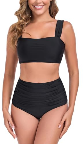 Ocean Blues Women's Square Neck High Waisted Bikini Set