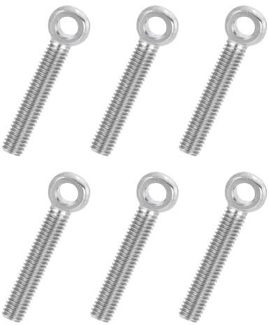 PATIKIL 6 Pz M6x45mm Bullone Ad Occhio Girevole Con Spalla, 304 Acciaio Inox Metrico Filettatura Completa Occhio Allungato Foro Scanalato Bullone Di Sollevamento Viteria metallo, Argento