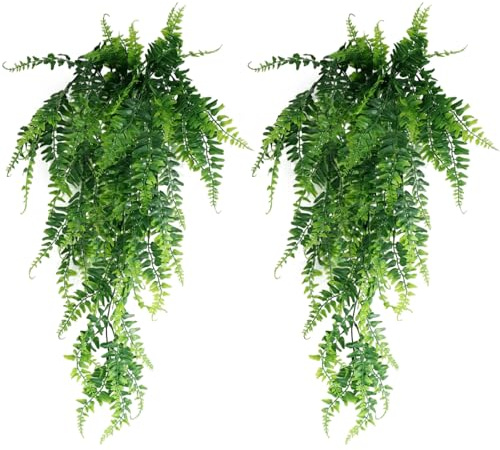 Apexrizon Fake Plants 2 Pack Hanging Artificial Plants Indoor Outdoor Faux Vines Bedroom Accessories for Home Decoration Kitchen Garden Patio Office Table Shelf Aesthetic Decor