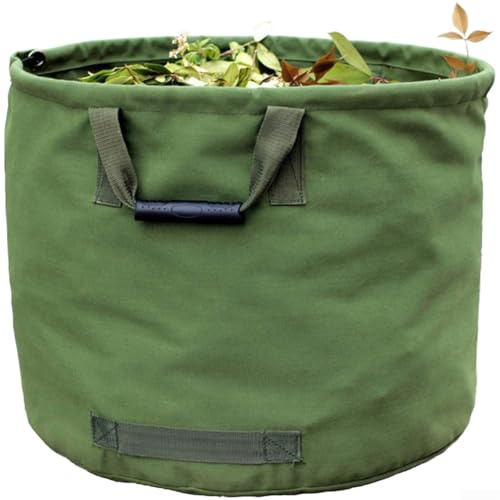 Solución de almacenamiento de lona al aire libre para hojas, frutas y productos de jardín con puntos de tensión reforzados y diseño ergonómico de transporte (verde militar)