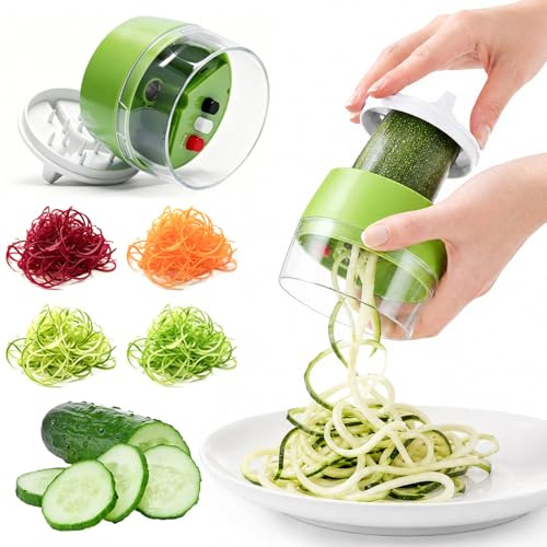 Tagliaverdure a spirale 4 in 1, a mano per spaghetti di verdure, verdure a mano, affetta verdure per carote, cetrioli, patate, zucca, cipolle